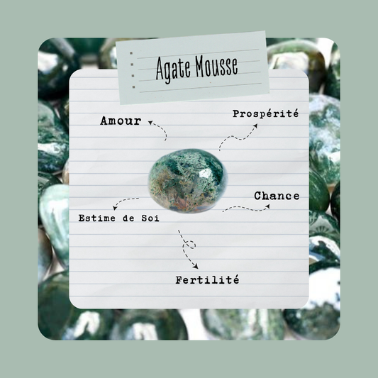 Agate Mousse | Pierre roulée Naturelle - Secrets Lunaires