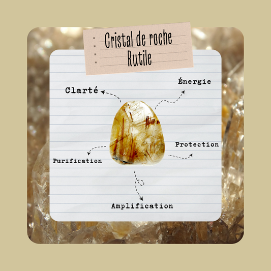 Cristal de roche / Quartz Rutile | Pierre roulée - Secrets Lunaires