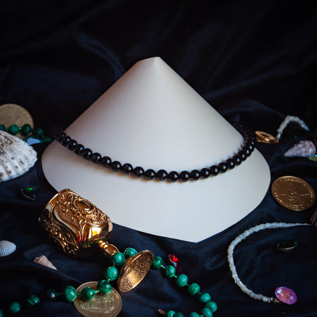 Collier ‘Perles d’encre’ | Tourmaline noire | Collection Pirates